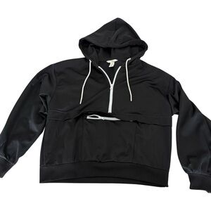 H&M Black Hoodie with White Accents